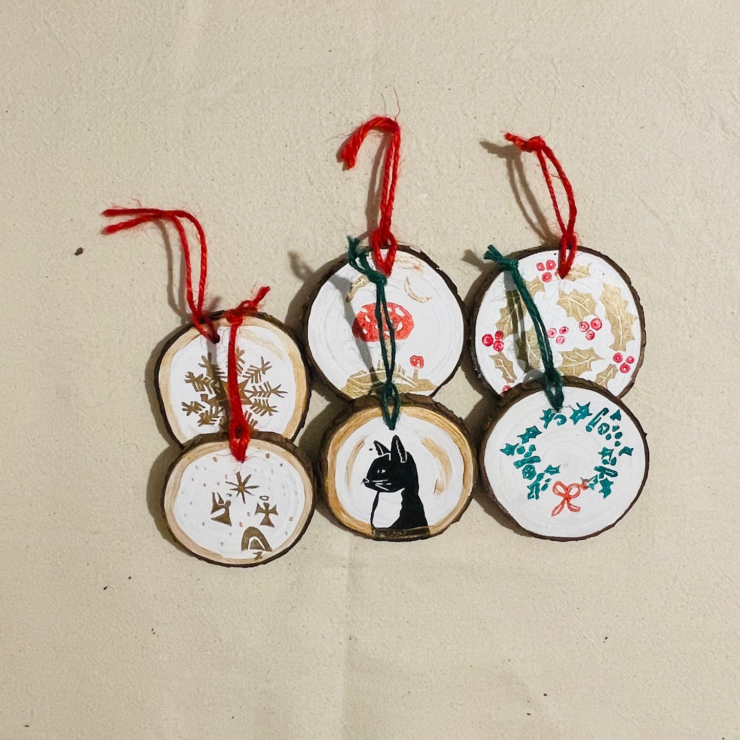 Winter wooden hanging decorations