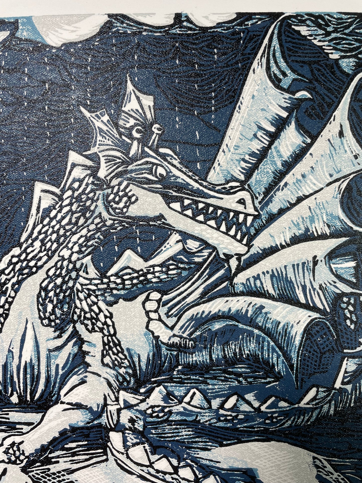 SSF Dragon lino print