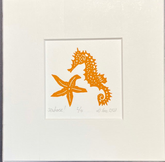 Seahorse Lino Print