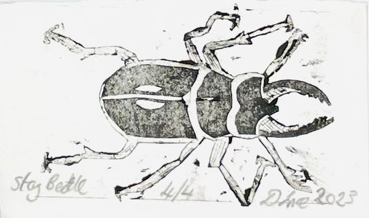 Stag Beetle Intaglio collagraph mini print