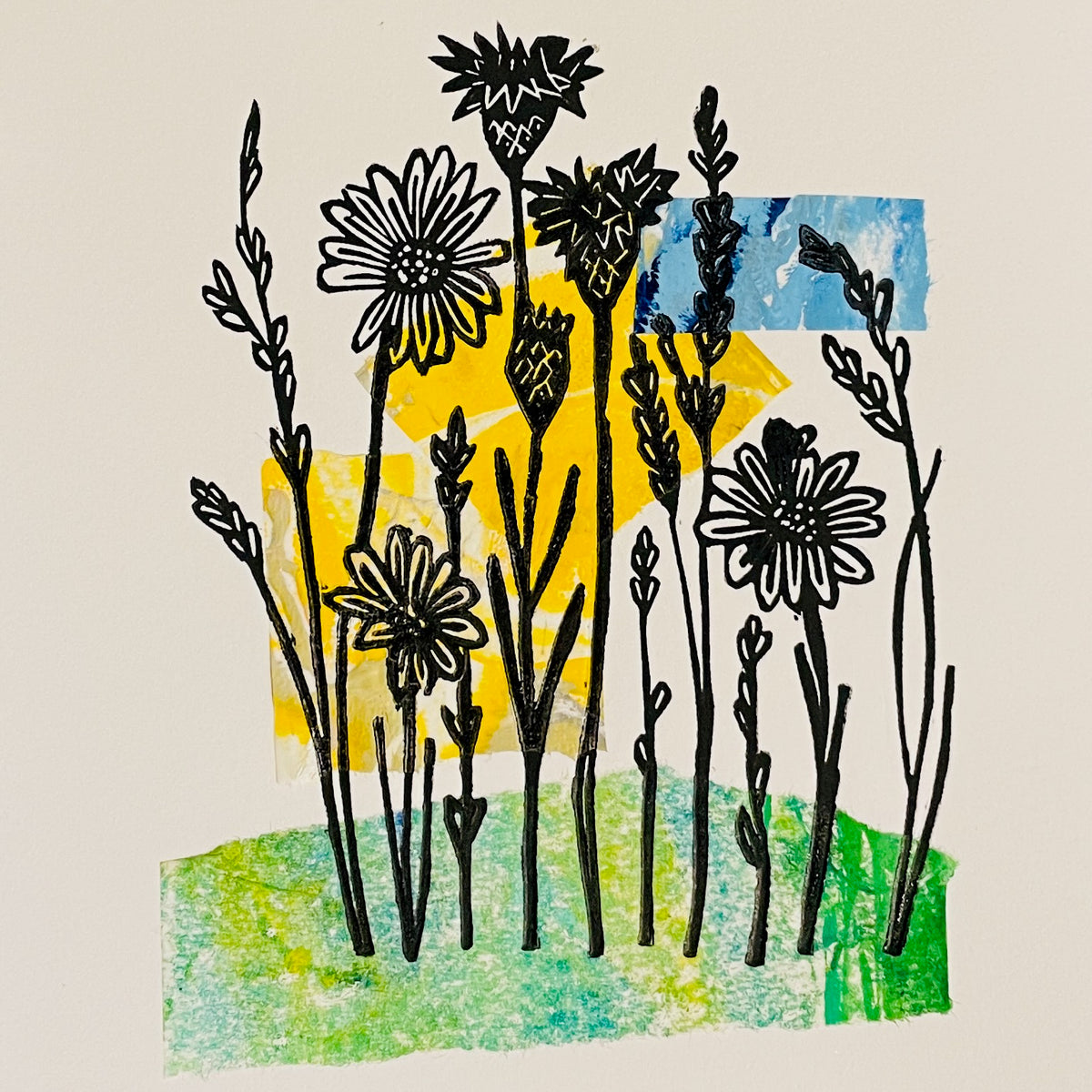 SSF Wildflowers and grasses Chine Collé  print