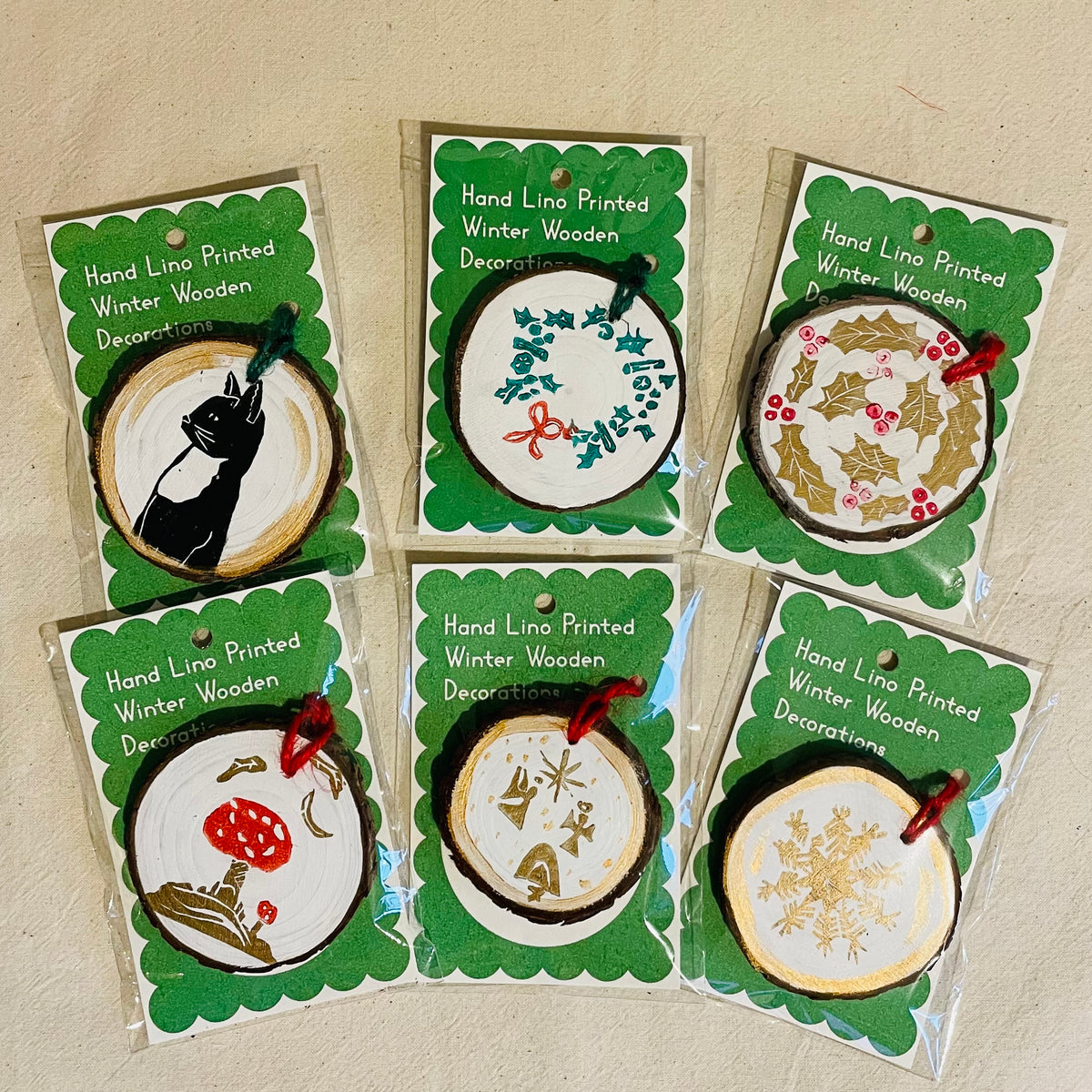 Winter wooden hanging decorations