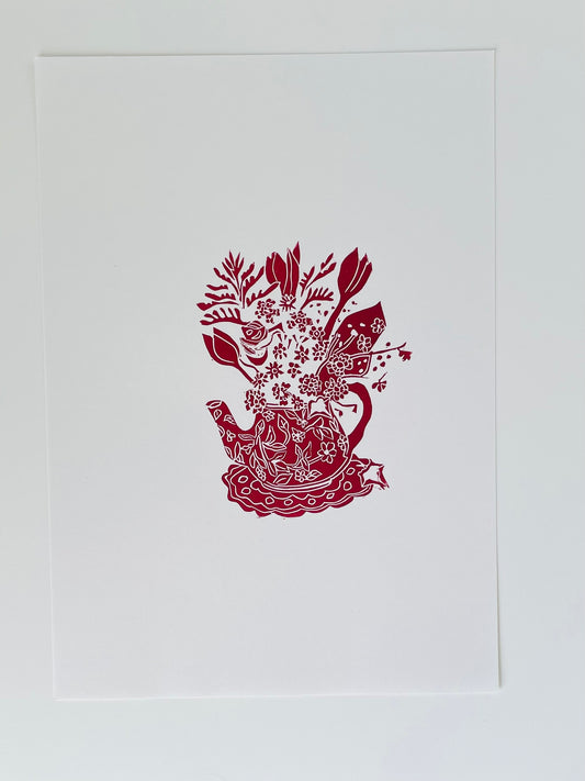 SSFDark Red Teapot flowers