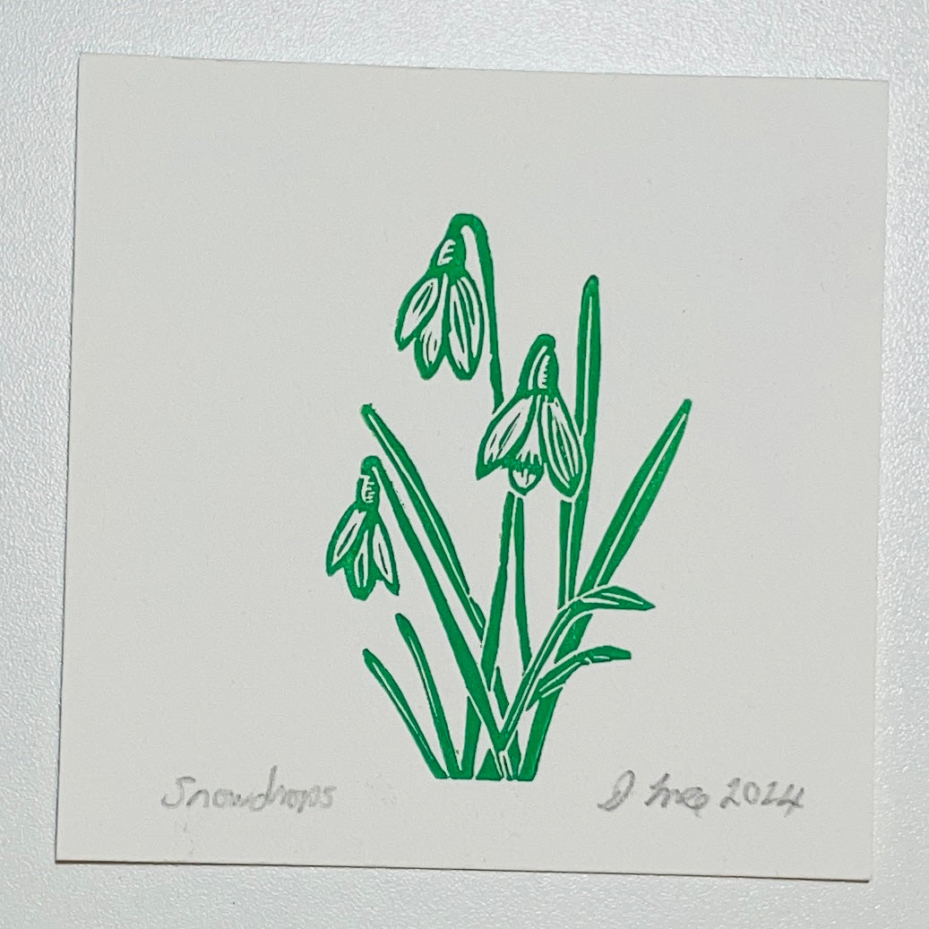 SSF Snowdrops in green MINI print