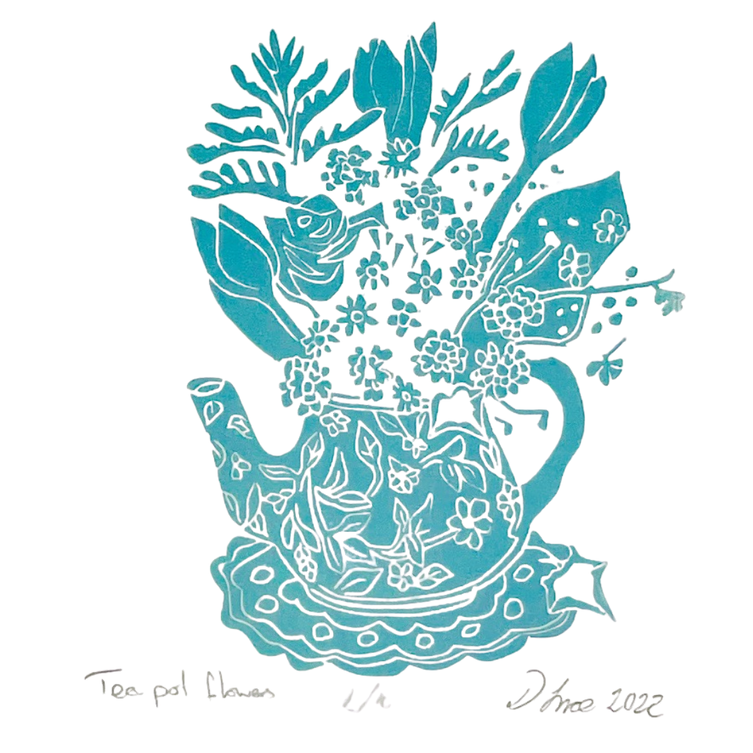SSF Duck Egg Blue Teapot flowers